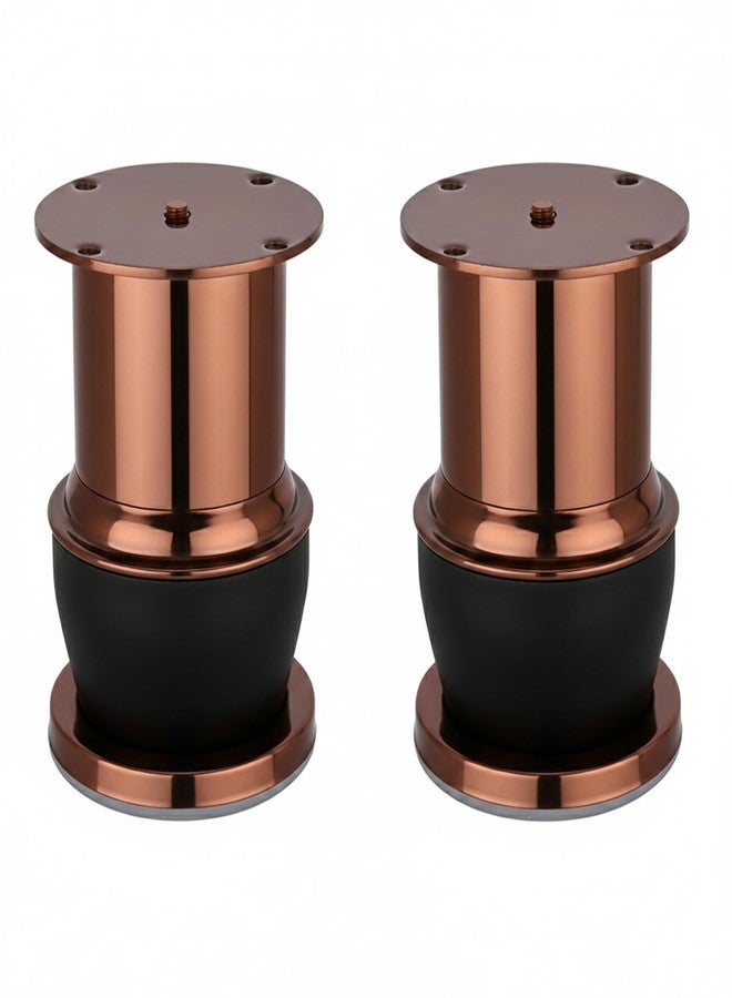 JAGGER JAG411 [4 بوصة] أرجل دعم أثاث من الفولاذ المقاوم للصدأ للأرائك والأسرة والخزائن والطاولات | أرجل دعم خزائن قوية ومتينة من الفولاذ المقاوم للصدأ | سهلة التركيب، تدوم طويلاً (2، ذهبي وردي/أسود) - Image 1